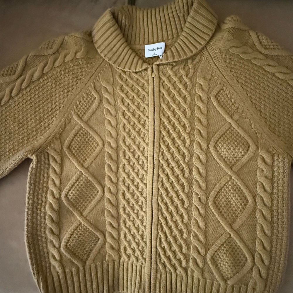 Sunday Best Bronzed Ochre Cable Knit Sweater